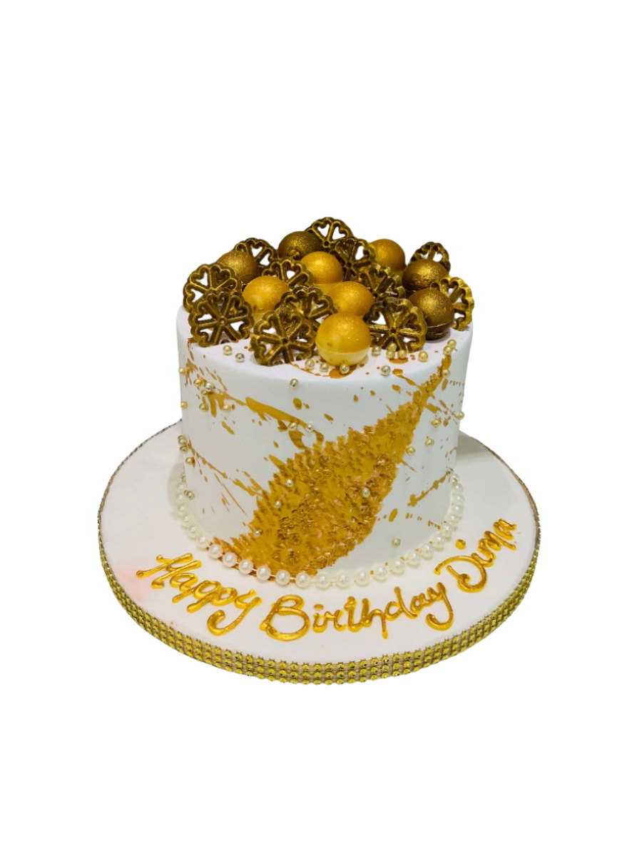 White And Gold Birthday Cake