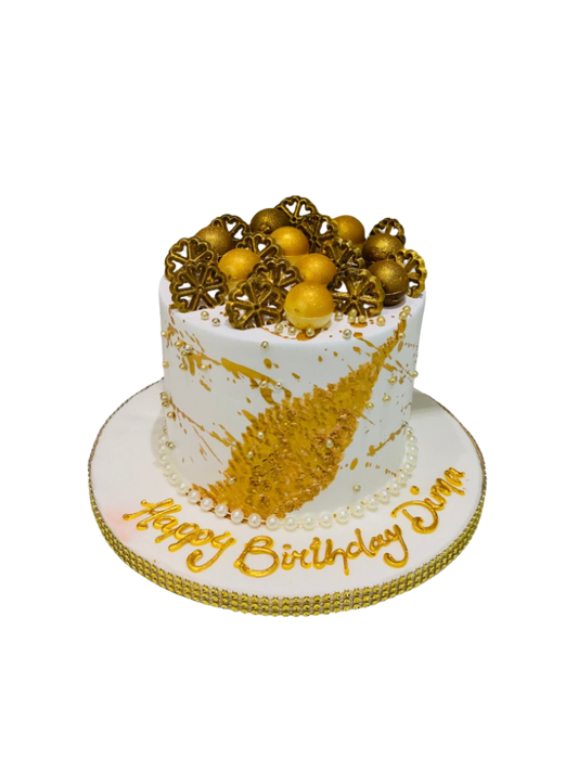 White And Gold Birthday Cake