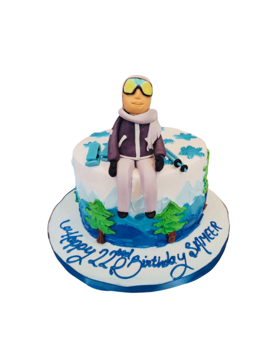 Sameer Snow Boarder Fondant Birthday Cake