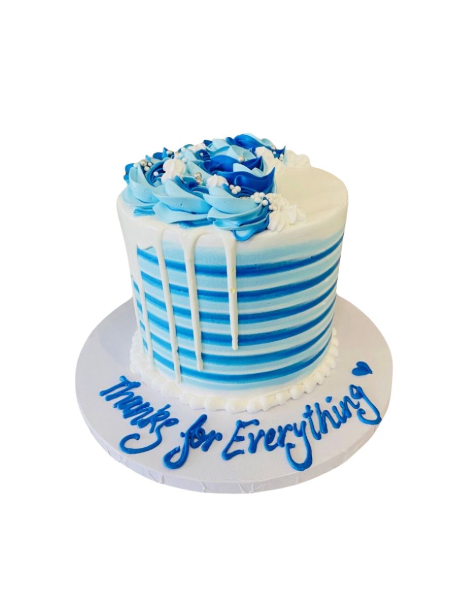 Blue & White Birthday Cake