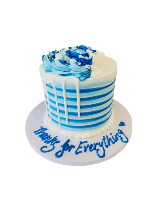 Blue & White Birthday Cake