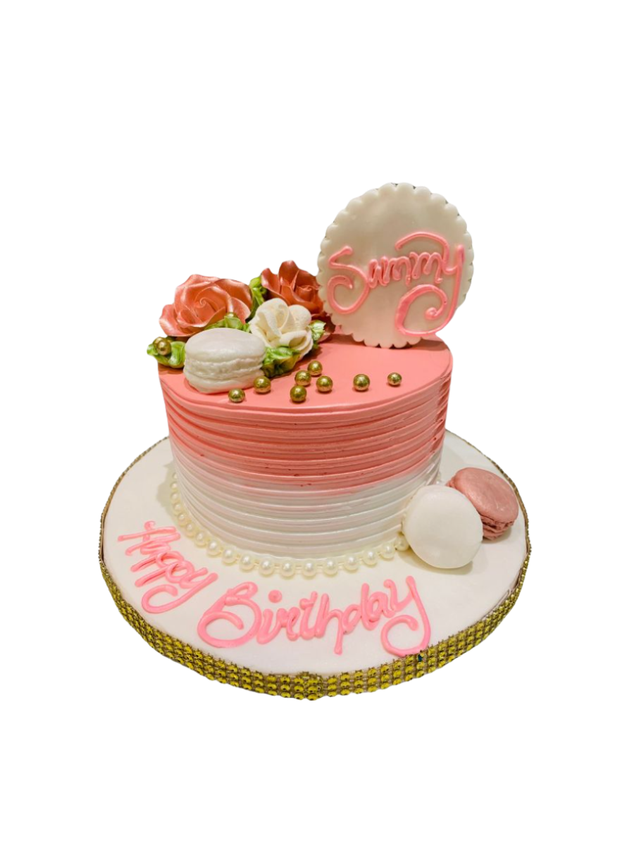 Peach Macaron Birthday Cake