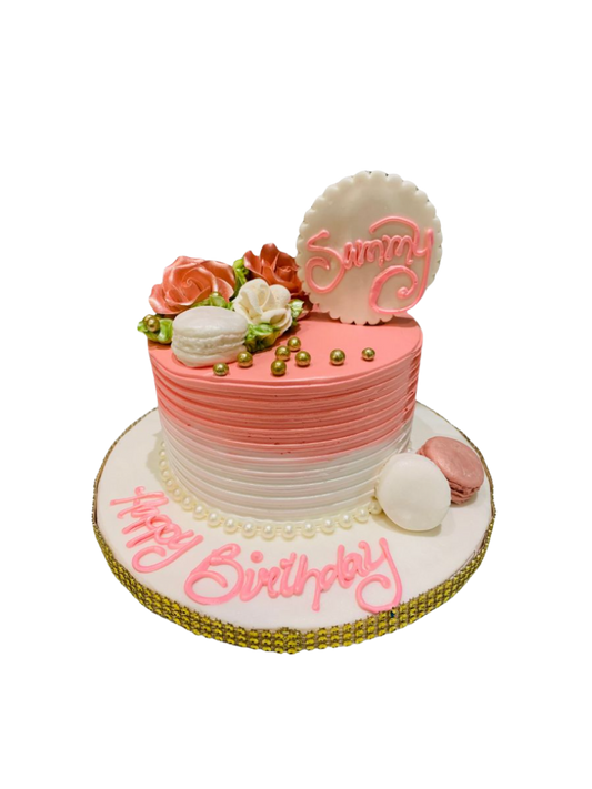 Peach Macaron Birthday Cake