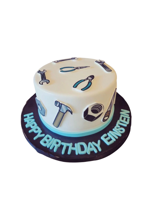 Einstein Tool Fondant Birthday Cake