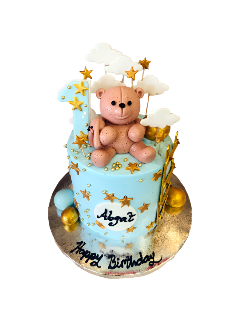 Teddy Bear Fondant Birthday Cake