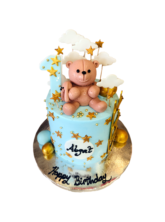 Teddy Bear Fondant Birthday Cake