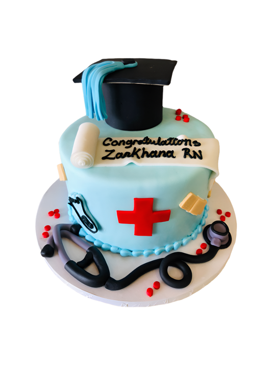 Doctor Graduation Fondant Birthday Cake