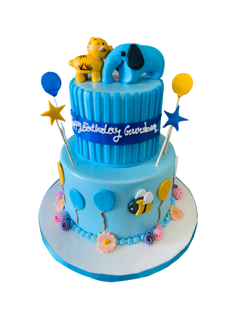 Baby Animal Tiered Fondant Cake