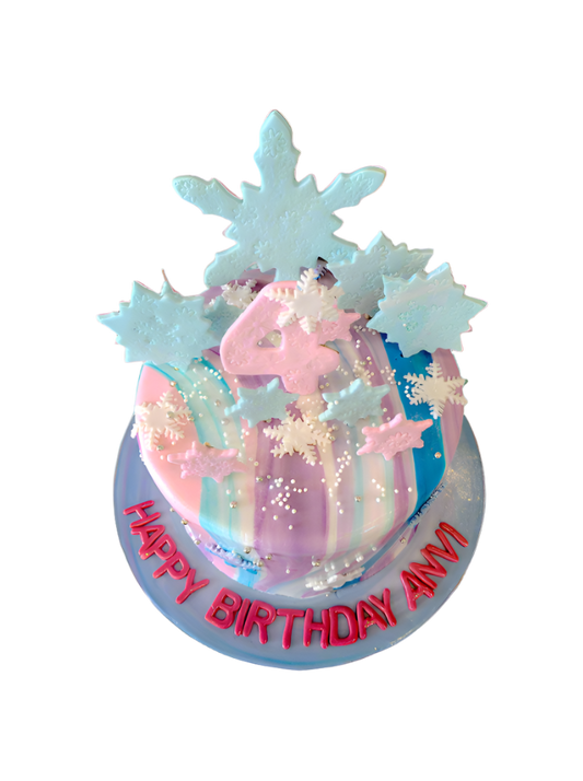 Snowflake Winter Wonderland Fondant Cake