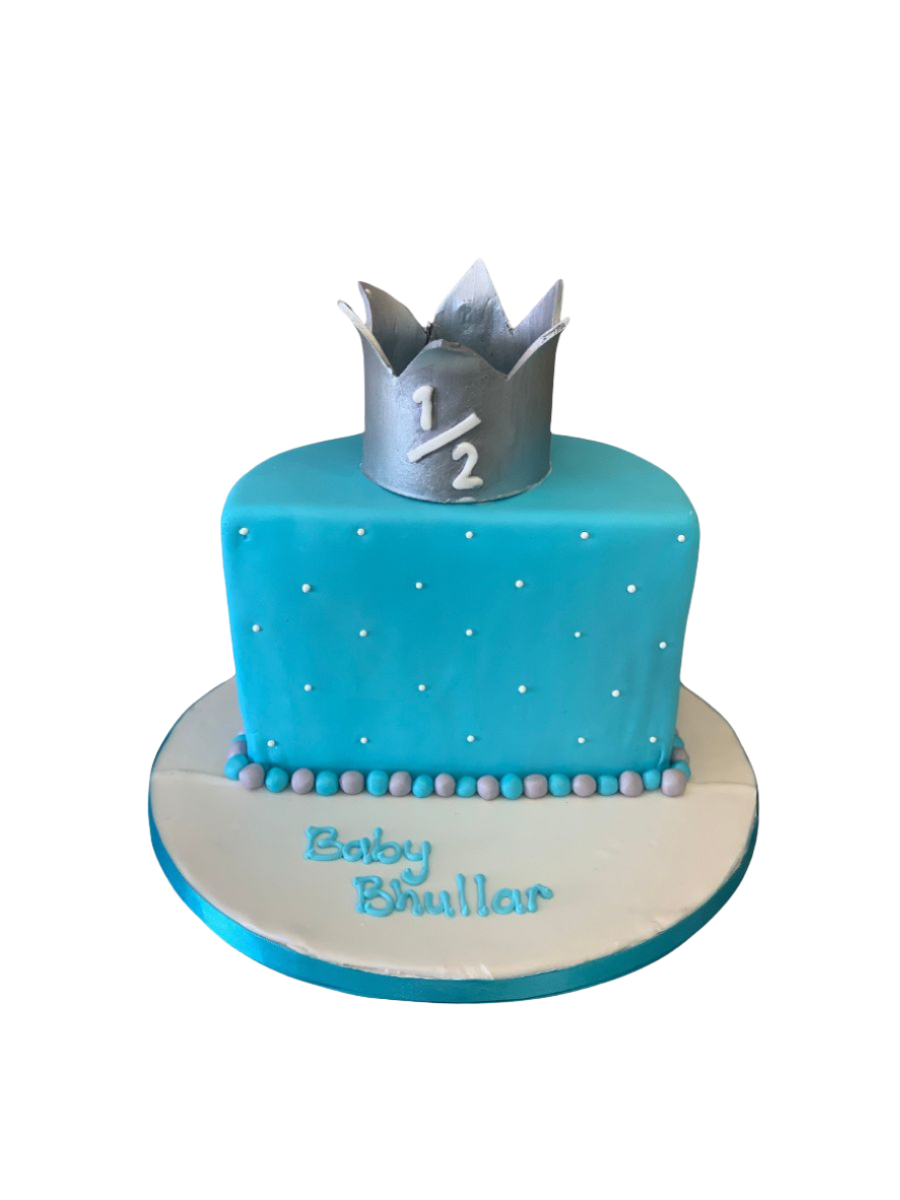 Crown Half Birthday Fondant Cake
