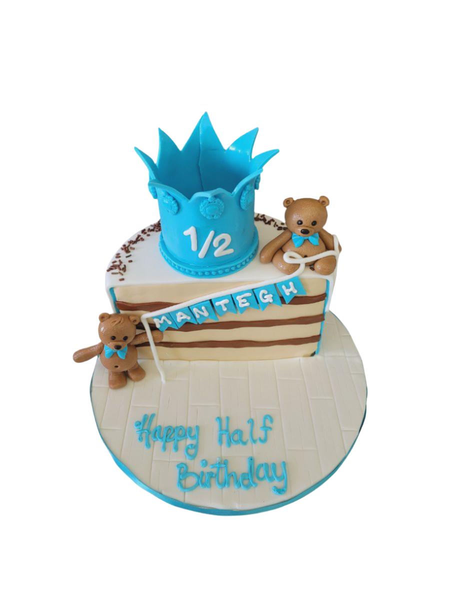 Teddy Half Birthday Fondant Cake