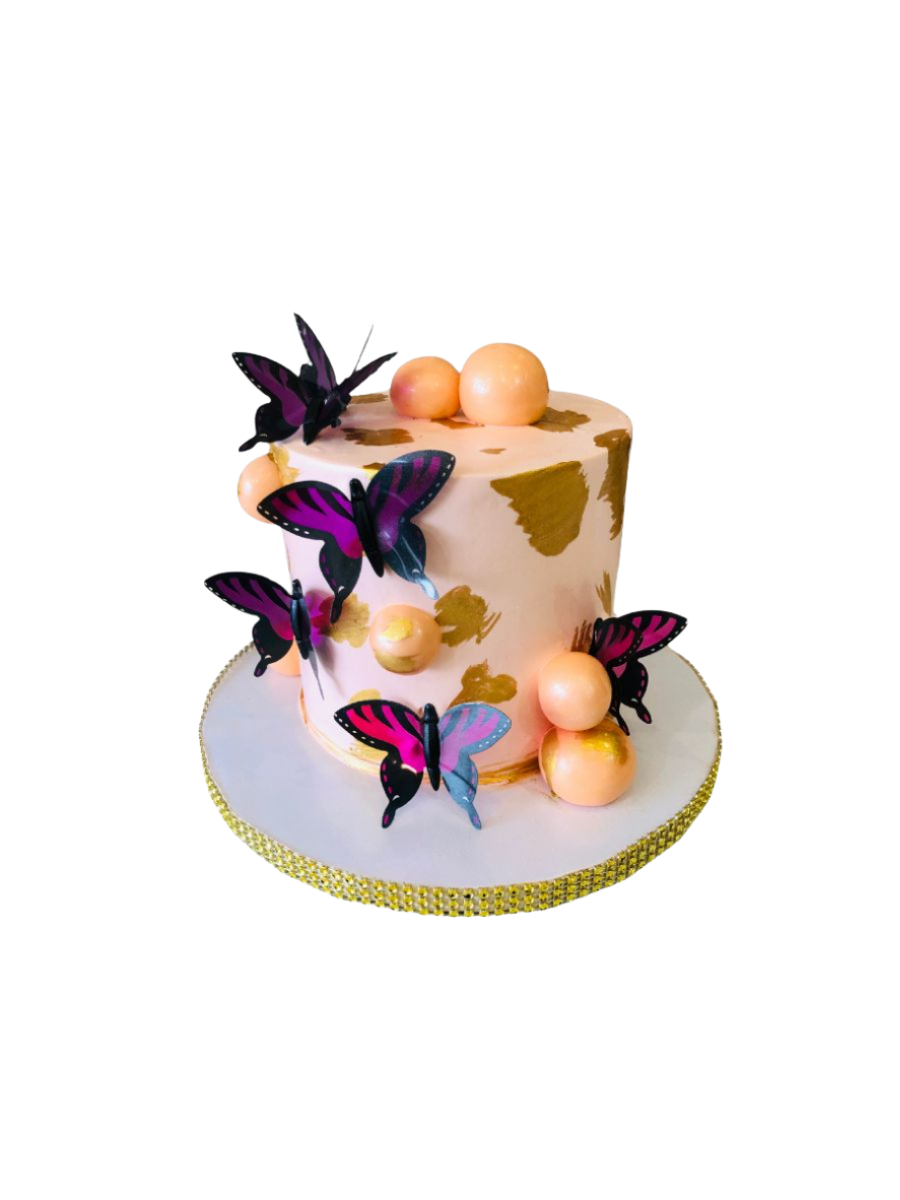 Peach Butterfly Cream Cake