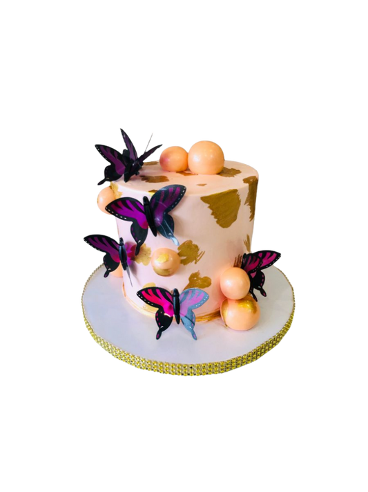 Peach Butterfly Cream Cake