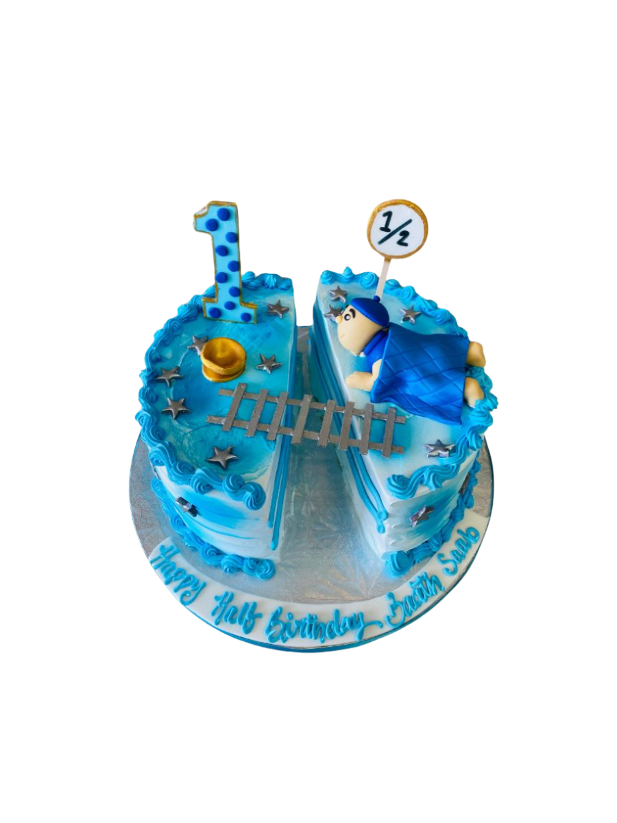 Split Half Birthday Cream Cake