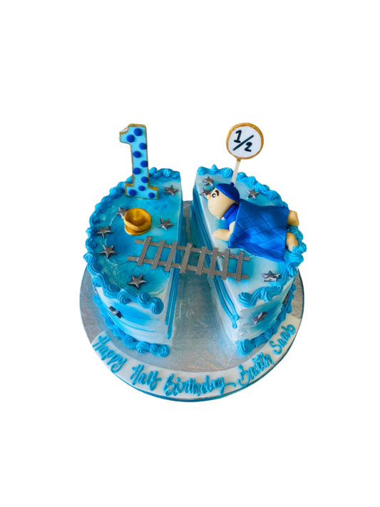 Split Half Birthday Cream Cake