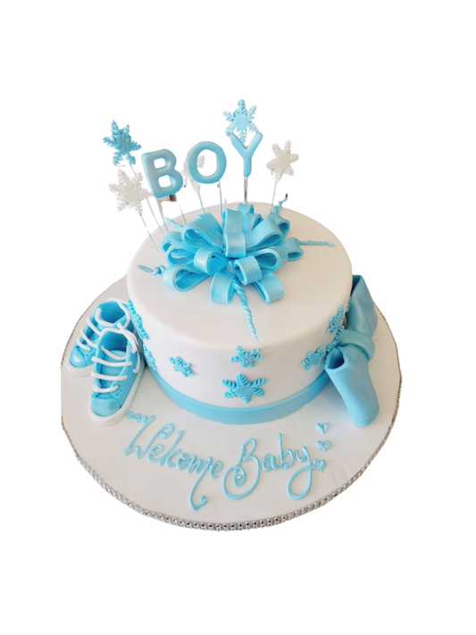 Blue Booty Baby Shower Fondant Cake