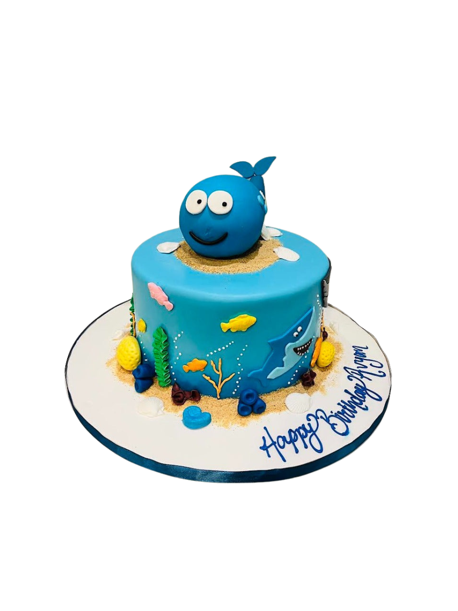 Blue Whale Shark Fondant Cake