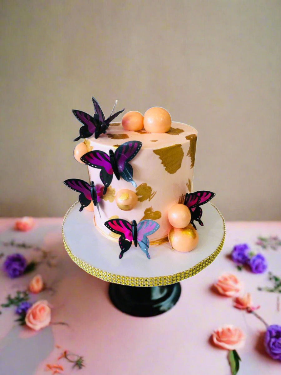 Peach Butterfly Cream Cake