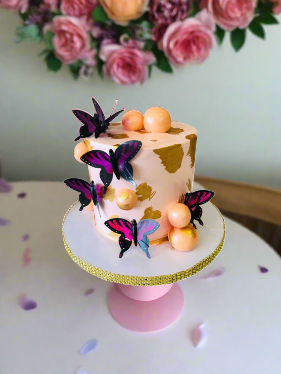 Peach Butterfly Cream Cake