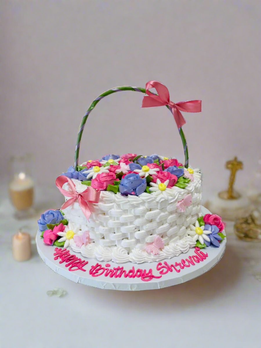 Flower Basket Birthday Cake