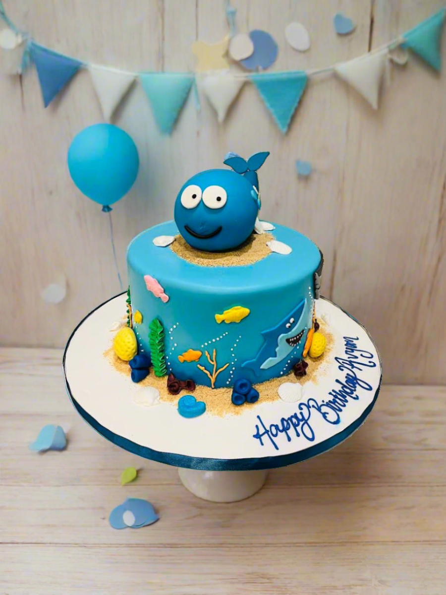 Blue Whale Shark Fondant Cake