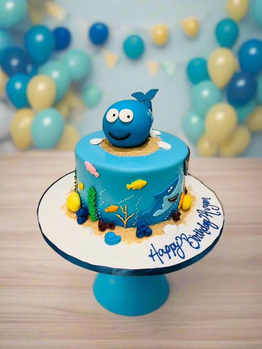 Blue Whale Shark Fondant Cake