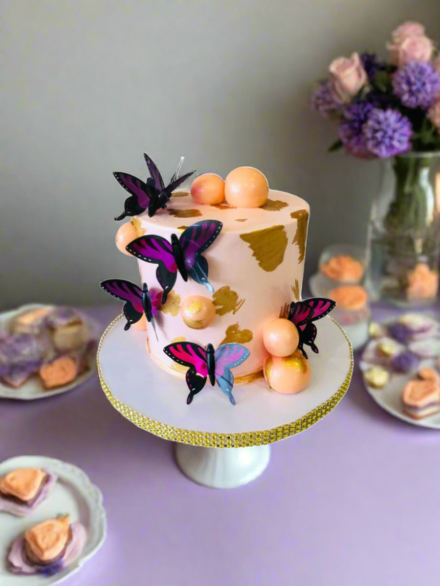 Peach Butterfly Cream Cake