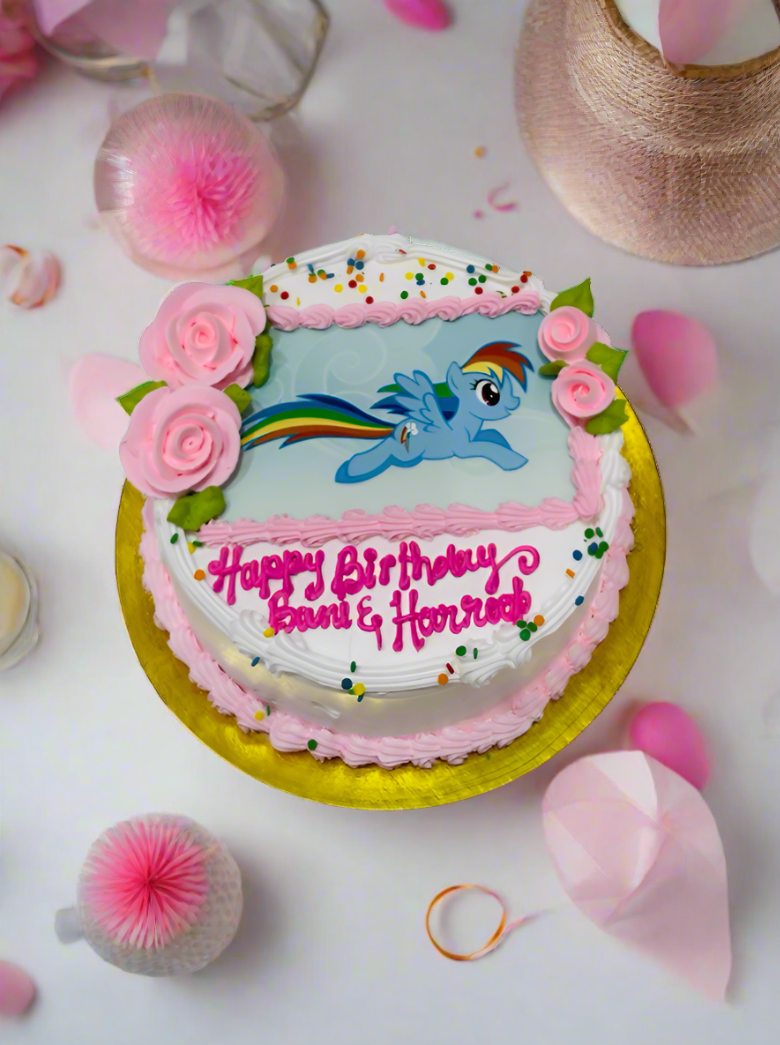 Rainbow Little Pony Photo Cake