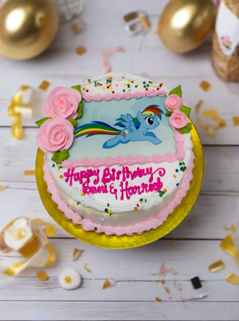 Rainbow Little Pony Photo Cake