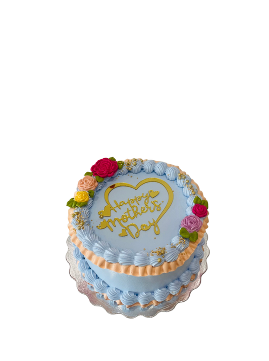 Blue Peachy Mother's Day Cake