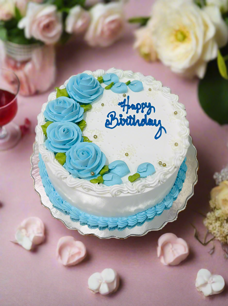 Basic Blue Flower Cake