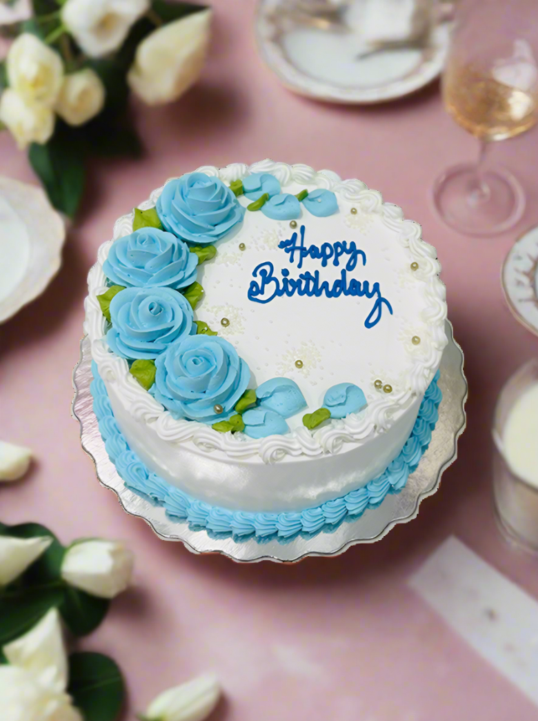 Basic Blue Flower Cake