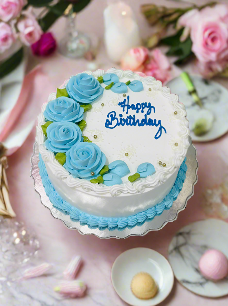 Basic Blue Flower Cake