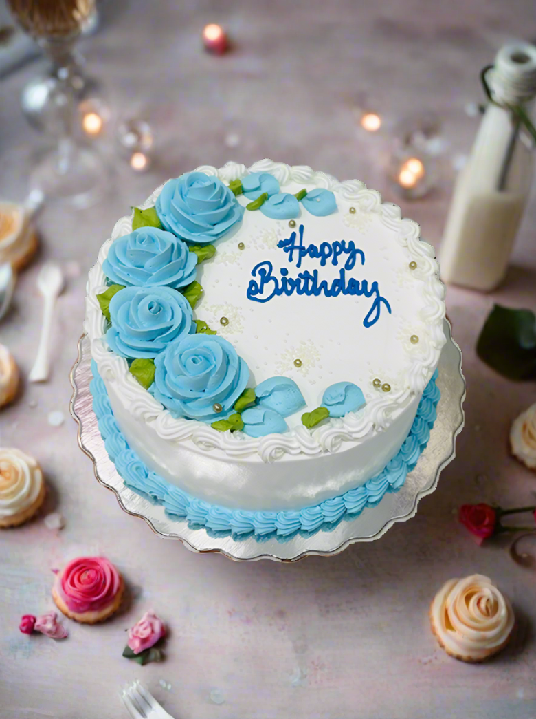 Basic Blue Flower Cake