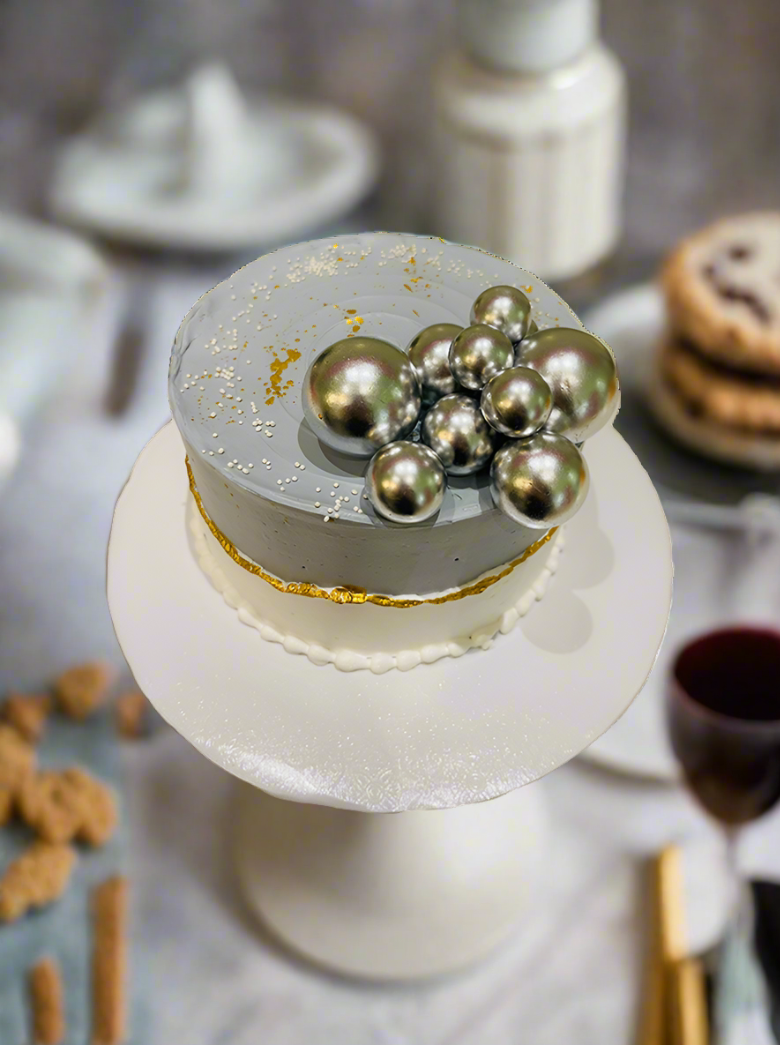 Grey And White Birthday Cake
