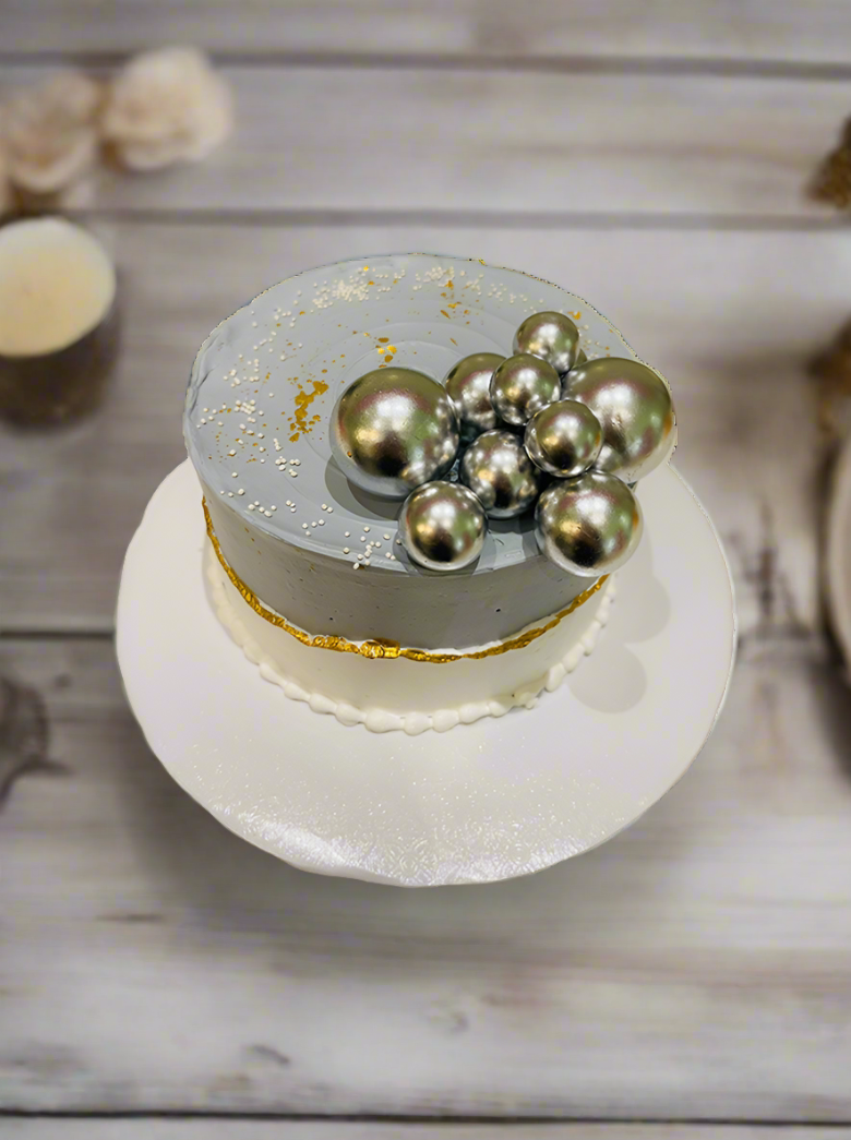 Grey And White Birthday Cake