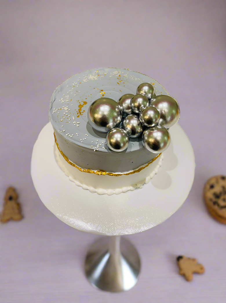 Grey And White Birthday Cake