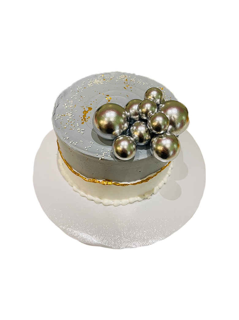 Grey And White Birthday Cake