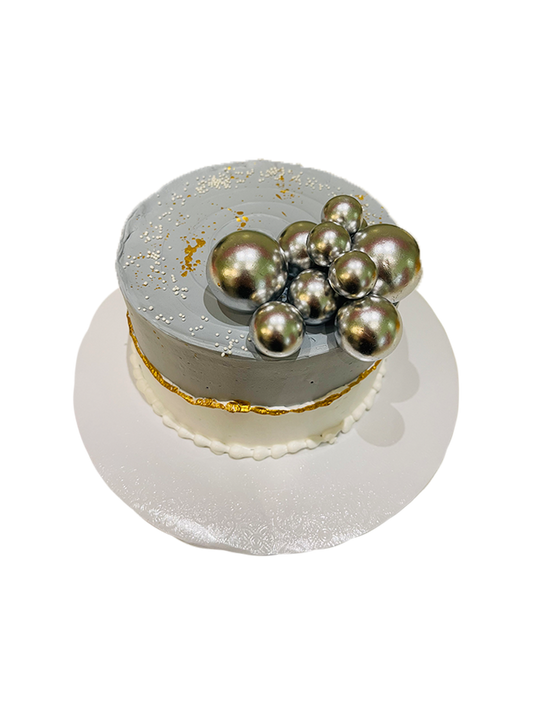 Grey And White Birthday Cake