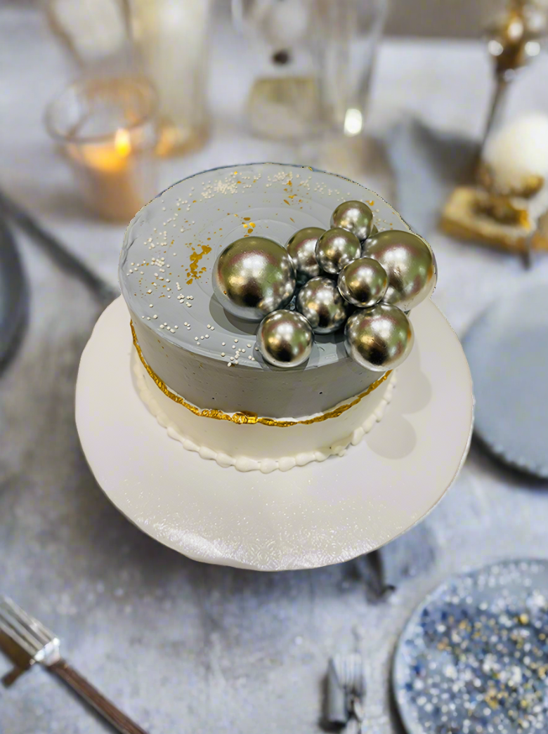 Grey And White Birthday Cake