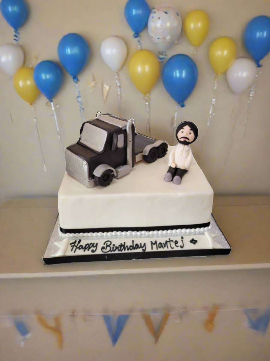 Black & White Theme Truck Cake