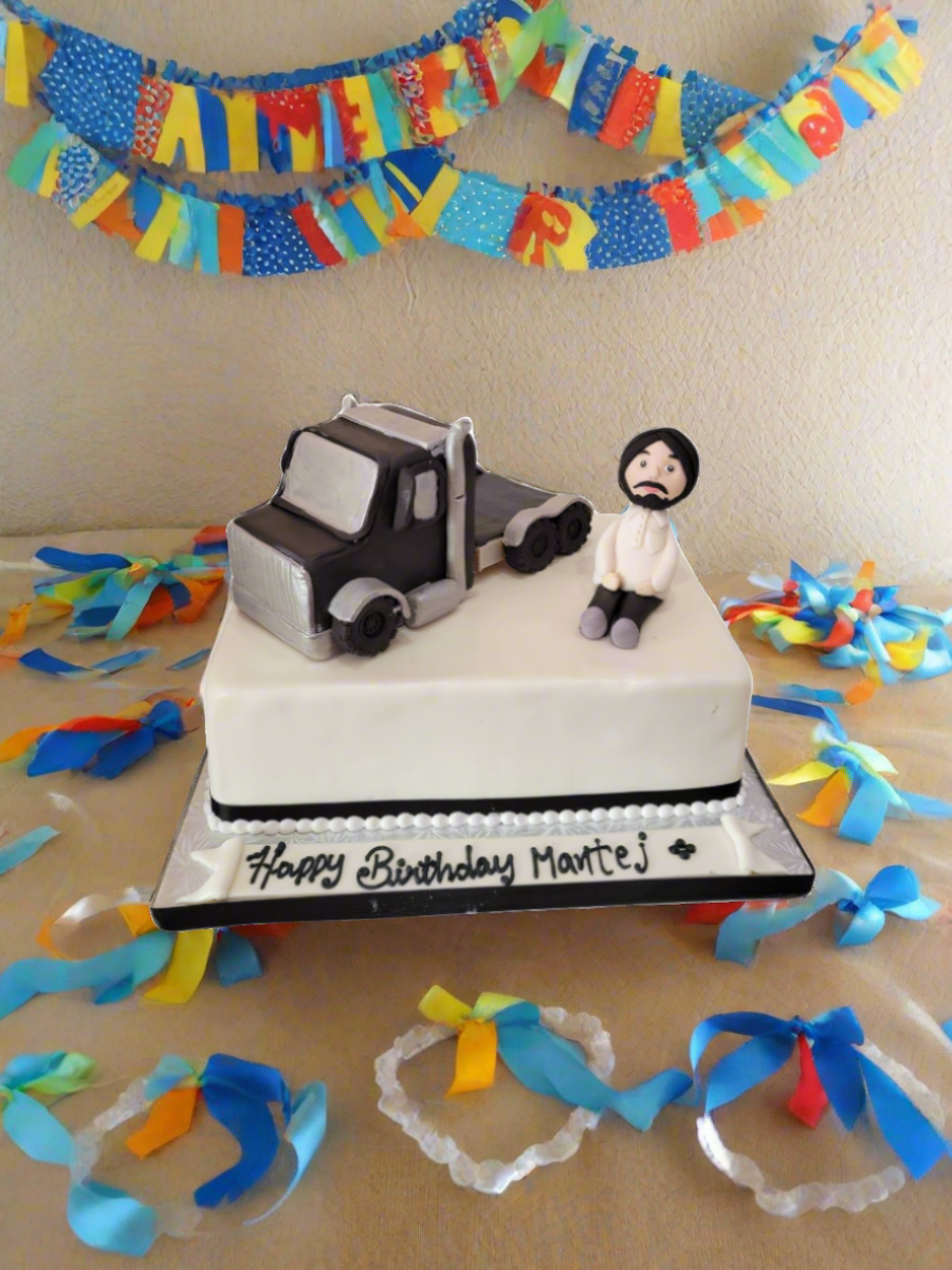 Black & White Theme Truck Cake