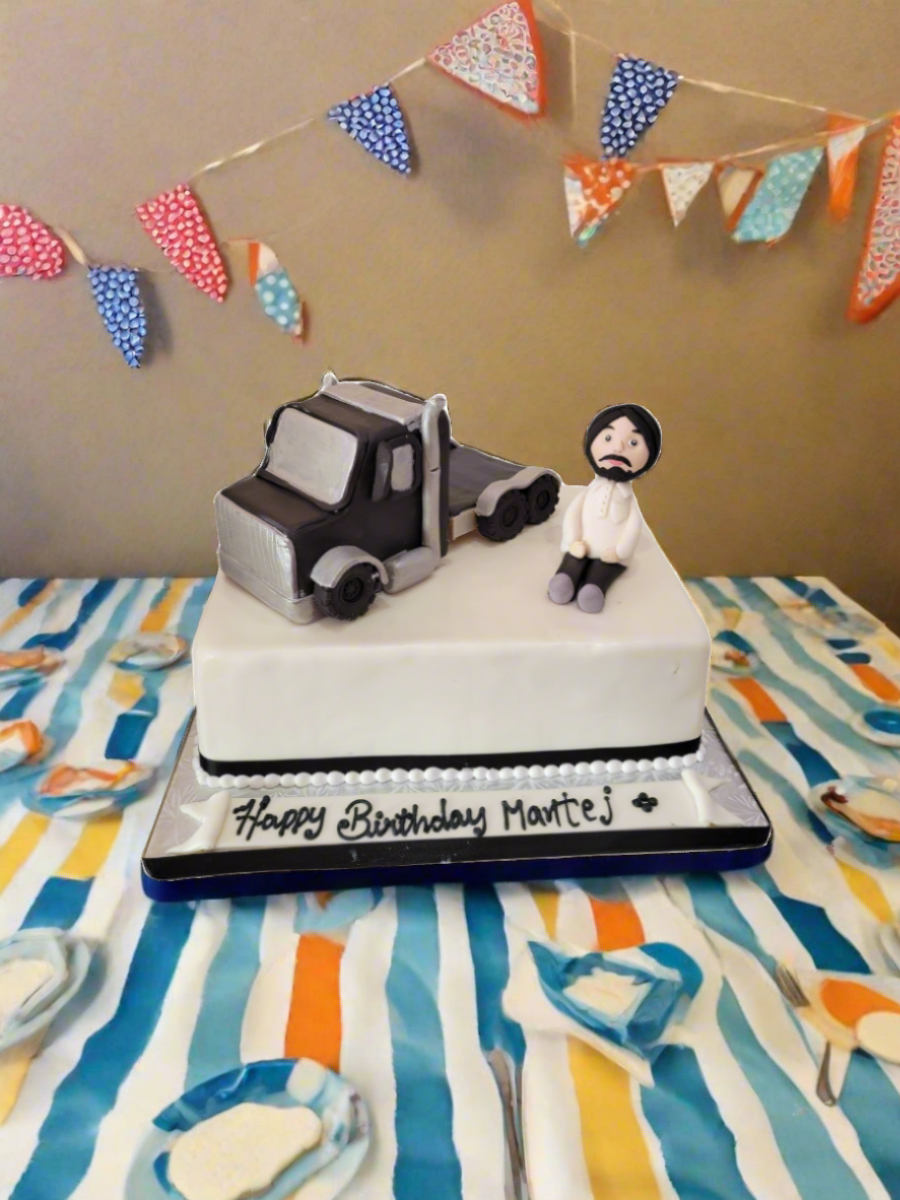Black & White Theme Truck Cake
