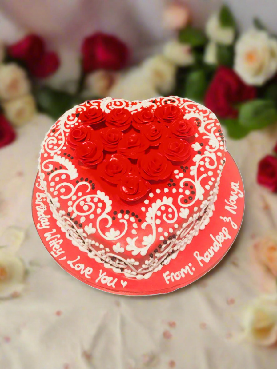Red Rose Fondant Cake