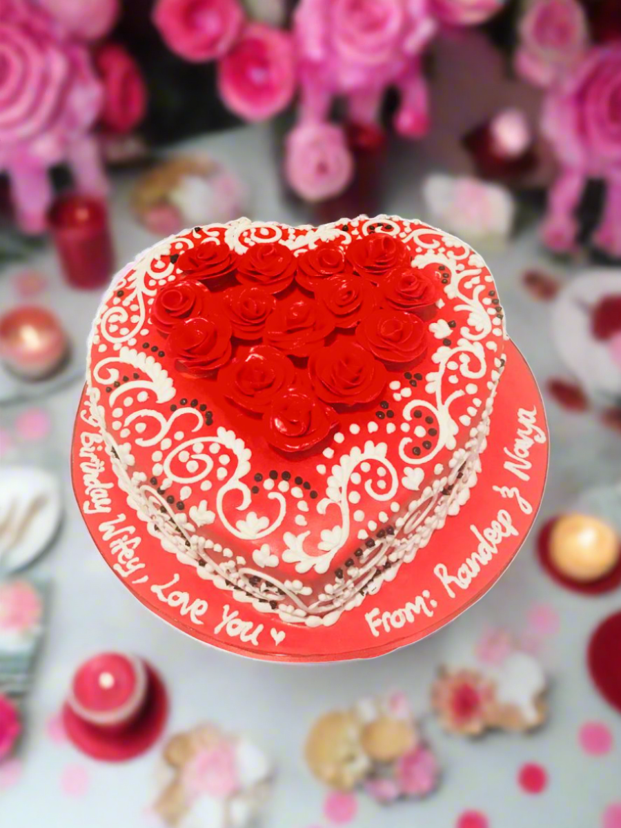 Red Rose Fondant Cake