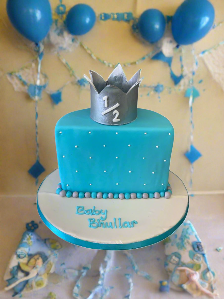 Crown Half Birthday Fondant Cake