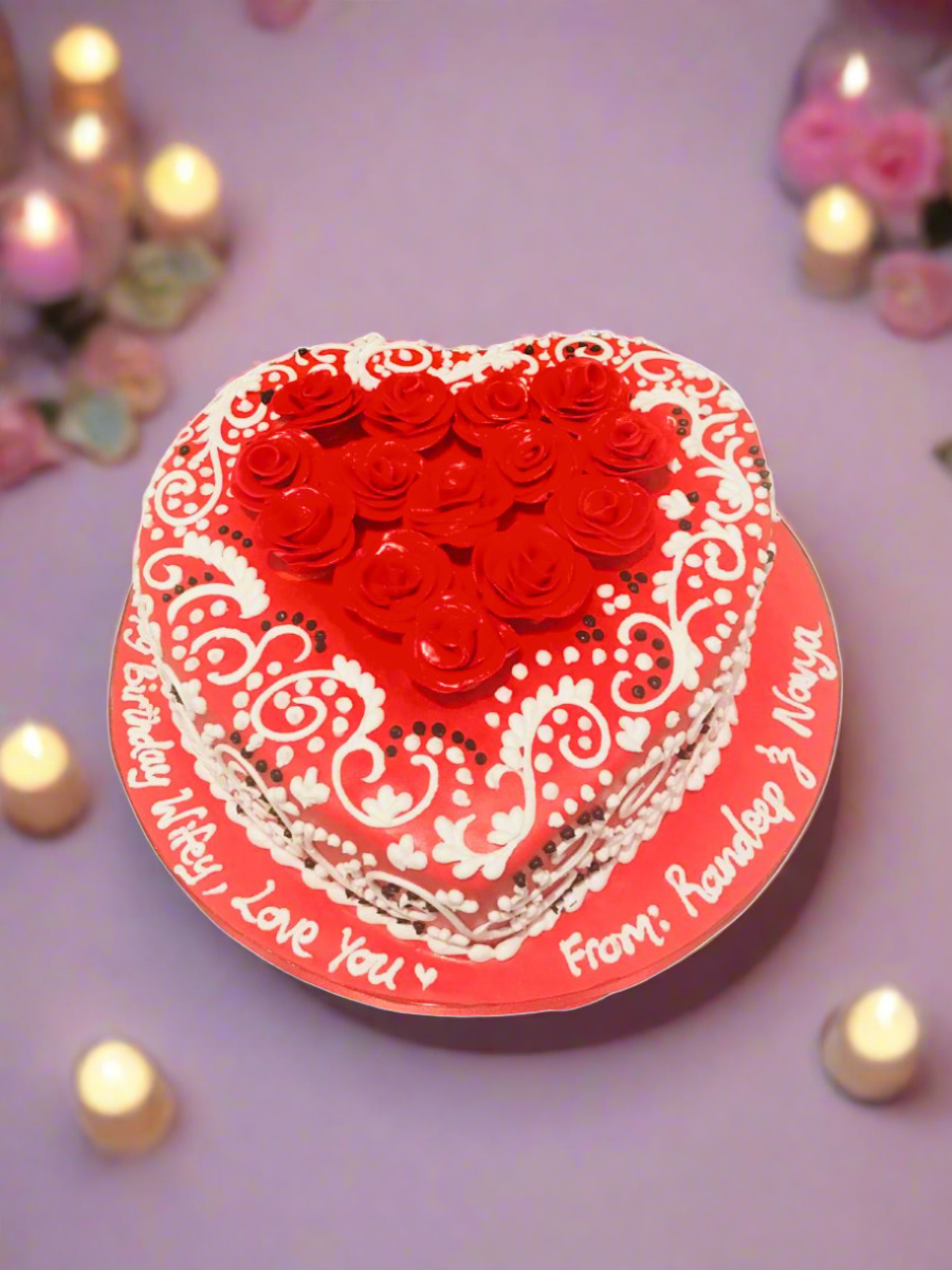 Red Rose Fondant Cake