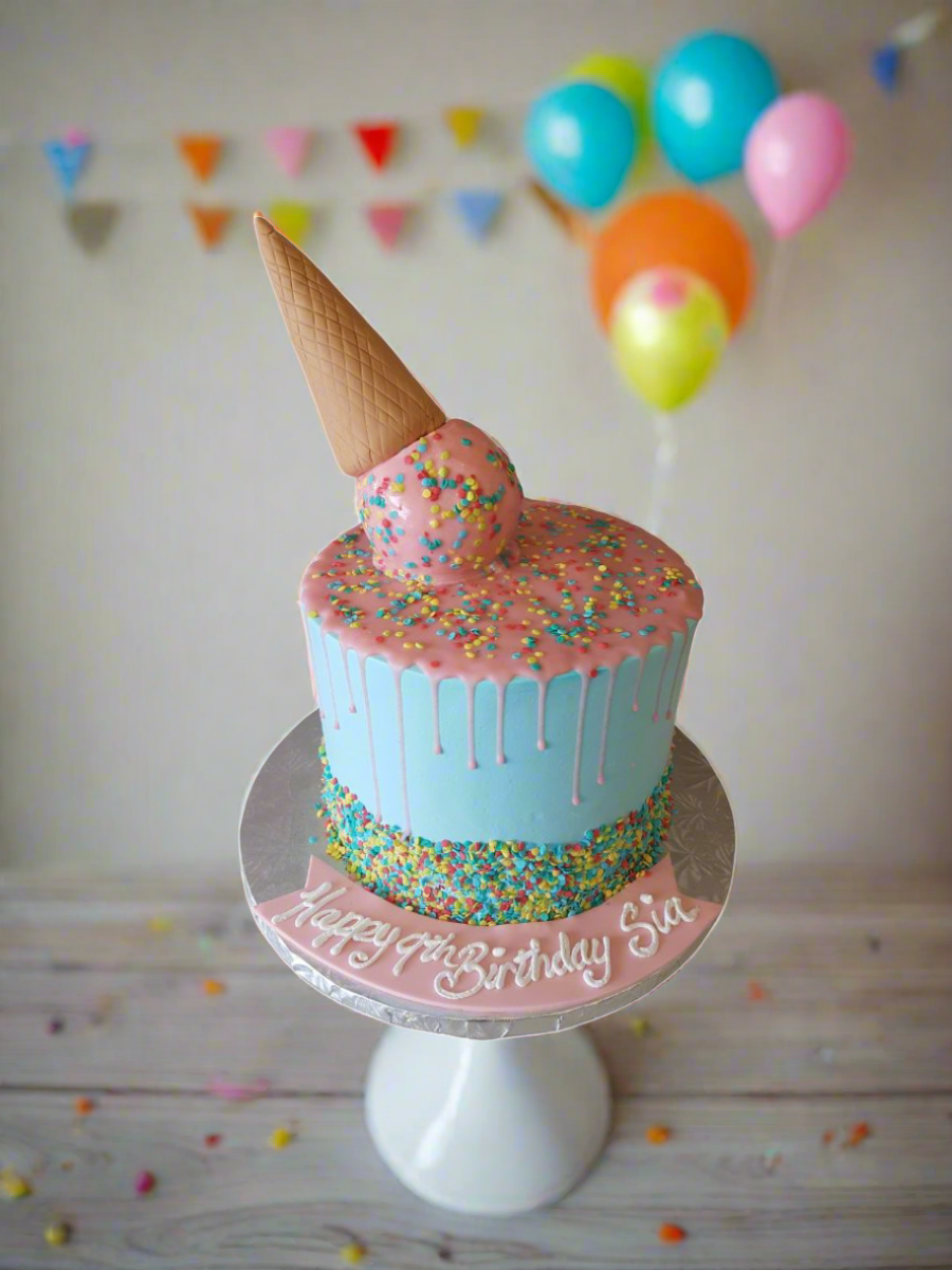 Ice-Cream Cone Drizzle Birthday Cake