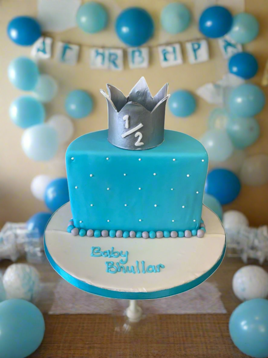 Crown Half Birthday Fondant Cake