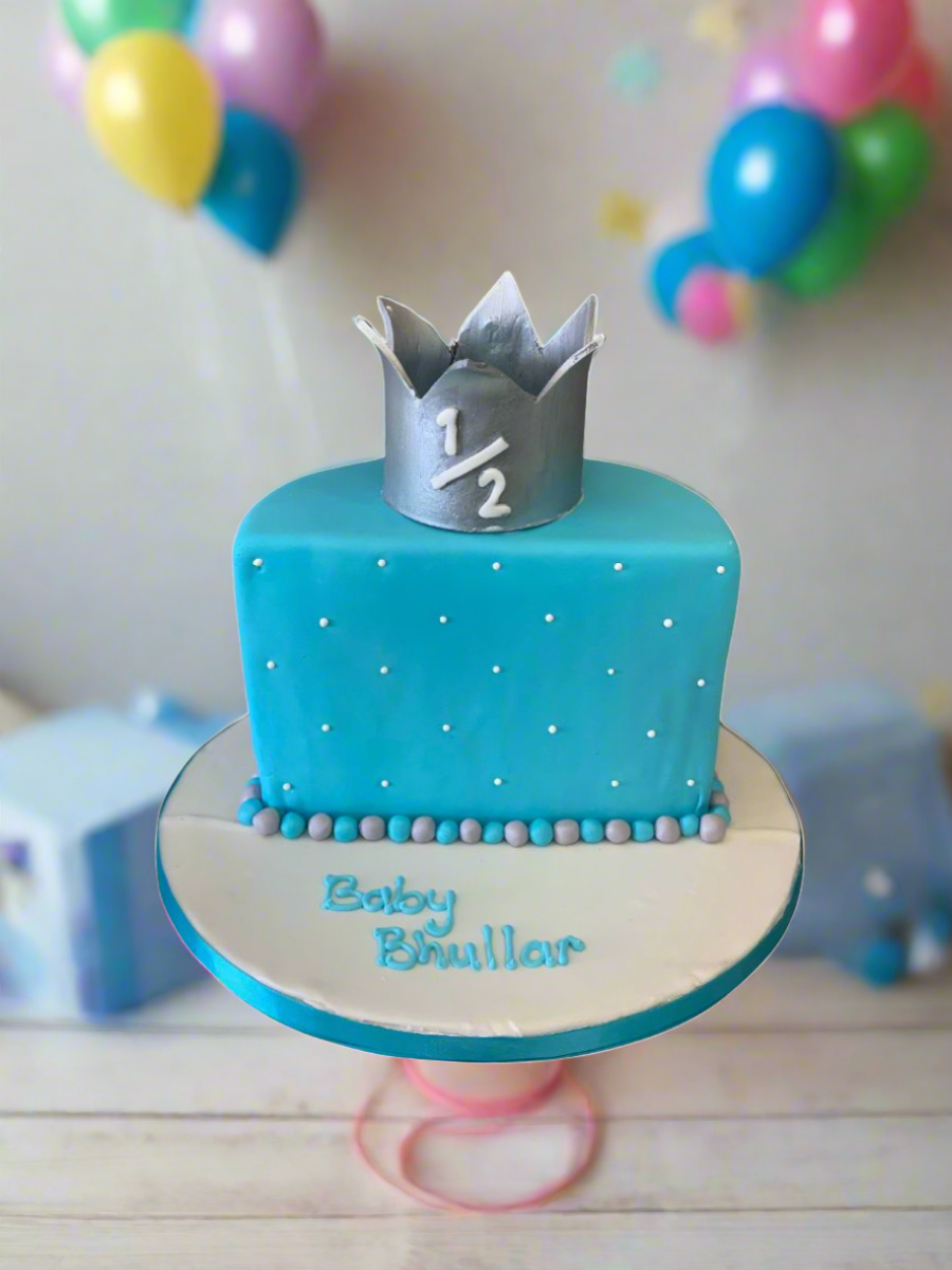 Crown Half Birthday Fondant Cake